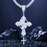 925 Silver Moissanite Cross Drop Pendant TQP0277