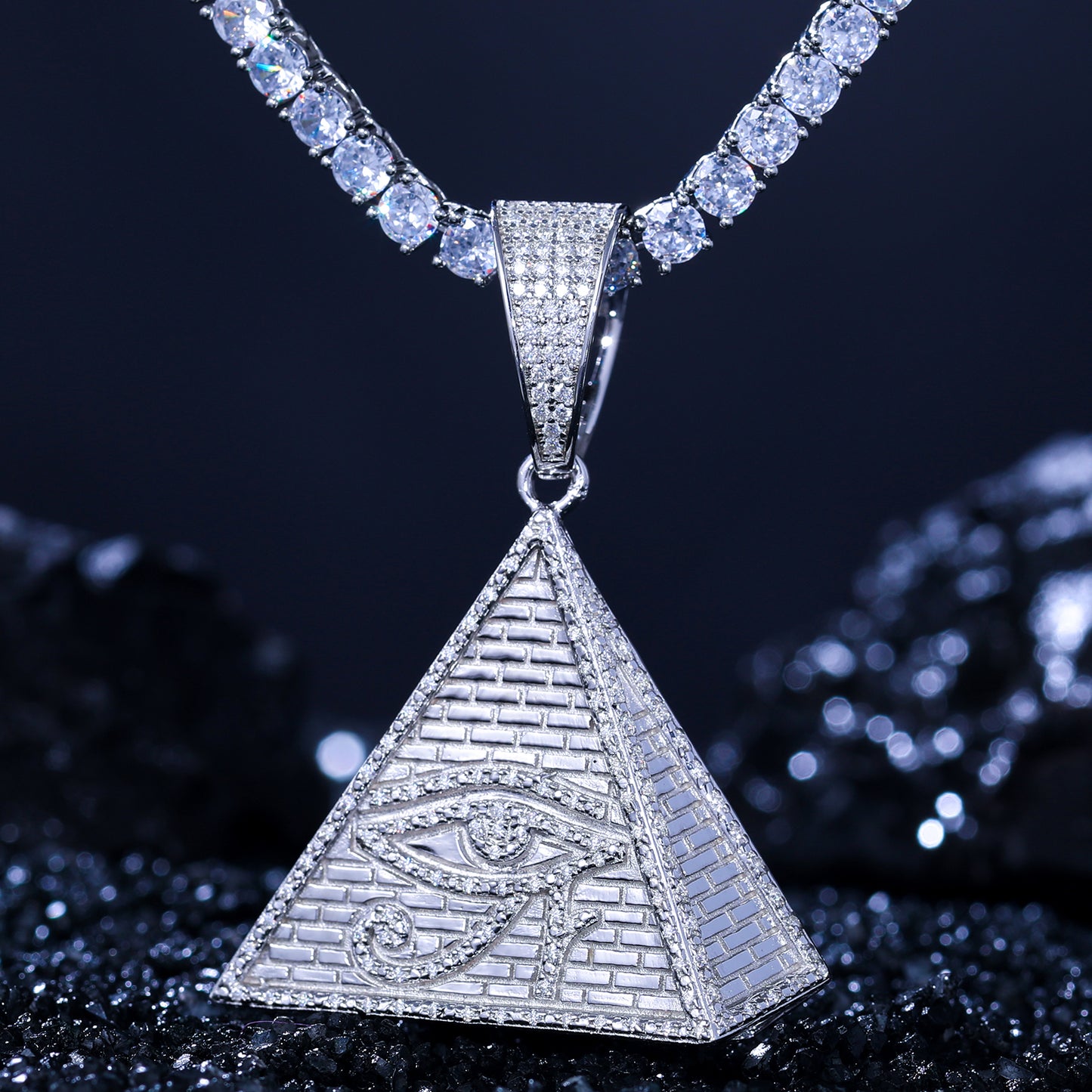 925 Silver Moissanite Pyramid Eye Pendant TQP0271