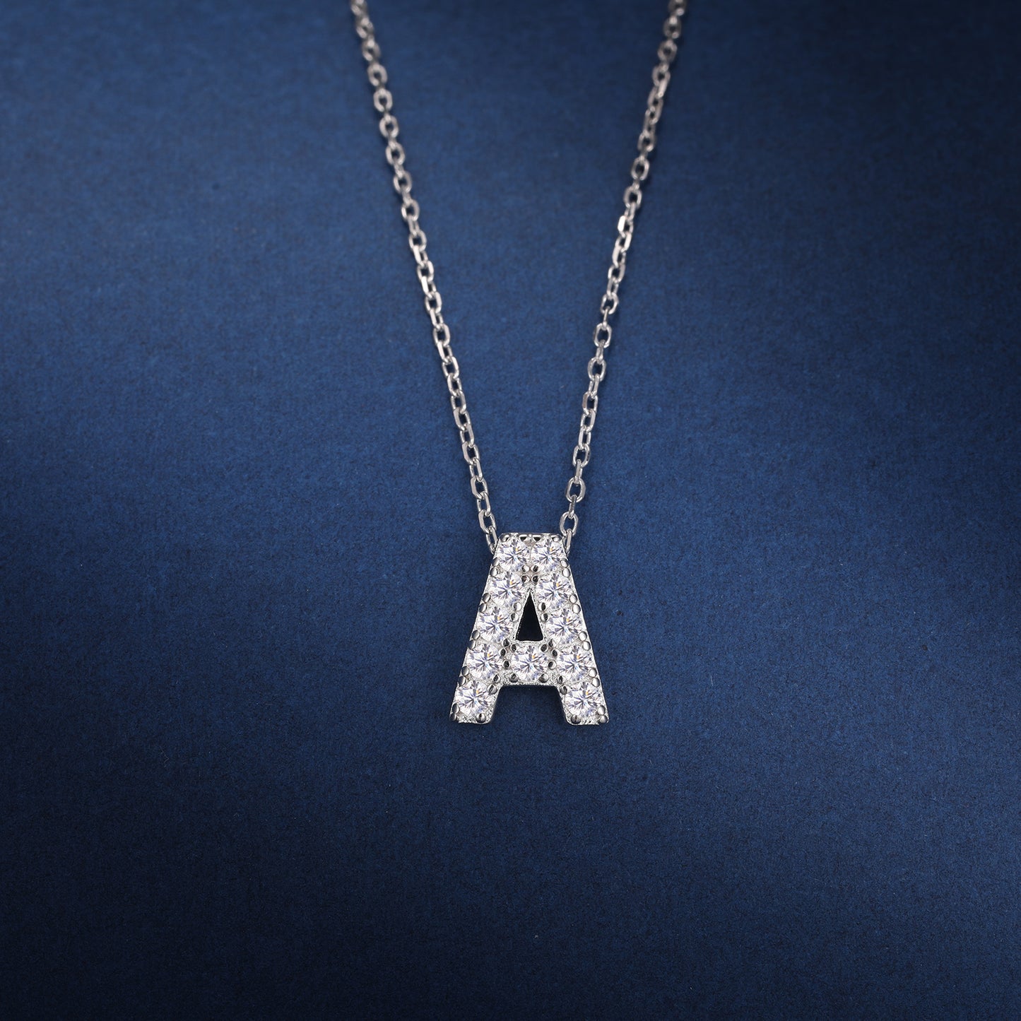 Petite Moissanite Initial Necklace A to Z TQP0398