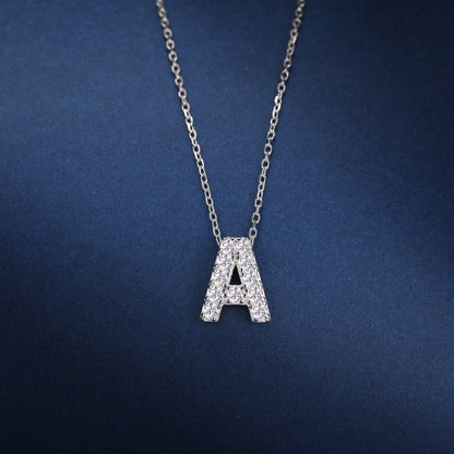 Petite Moissanite Initial Necklace A to Z TQP0398
