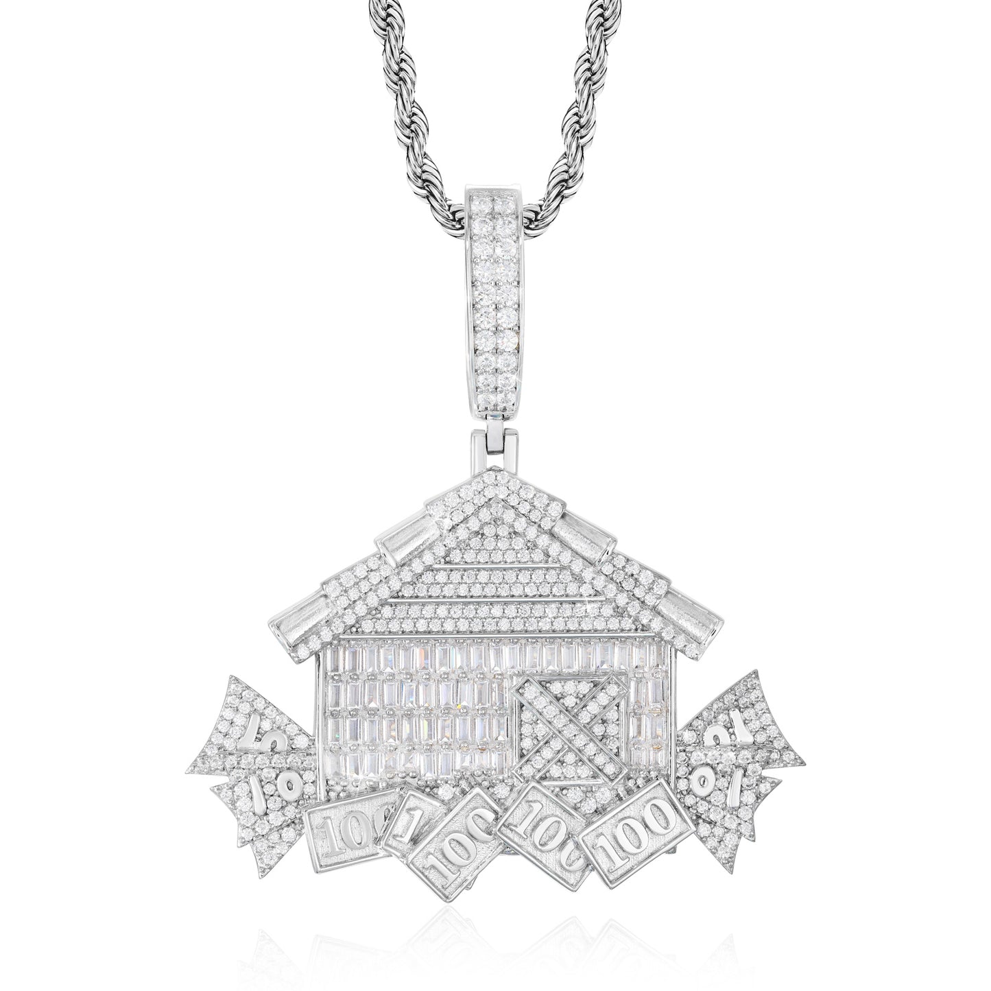 925 Silver Moissanite Mansion Money Pendant for Men TQP0914