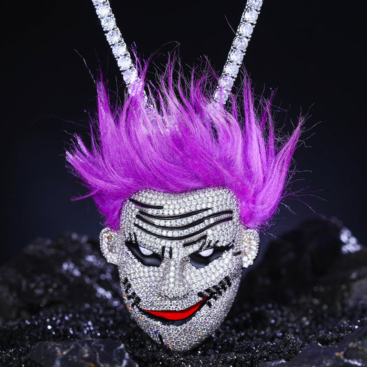 925 Silver Moissanite Purple Hair Clown Pendant TQP0266