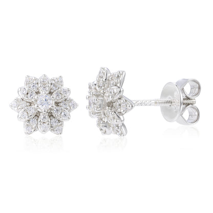 925 Silver Moissanite Double Layer Flower Cluster Stud Earrings TQE0598