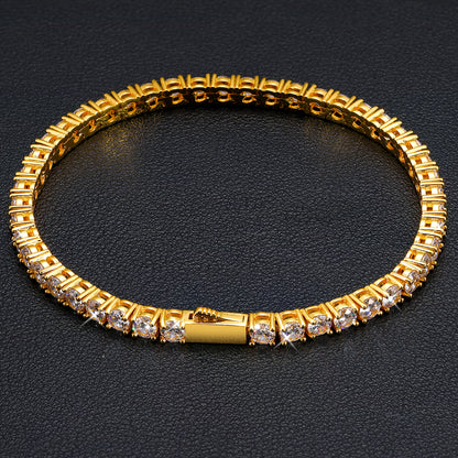 925 Silver Moissanite Gold Finish Box Clasp Tennis Bracelet 3mm 5mm TQB0016