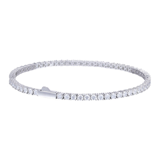925 Silver Moissanite 2mm Slim Tennis Bracelet TQB0045