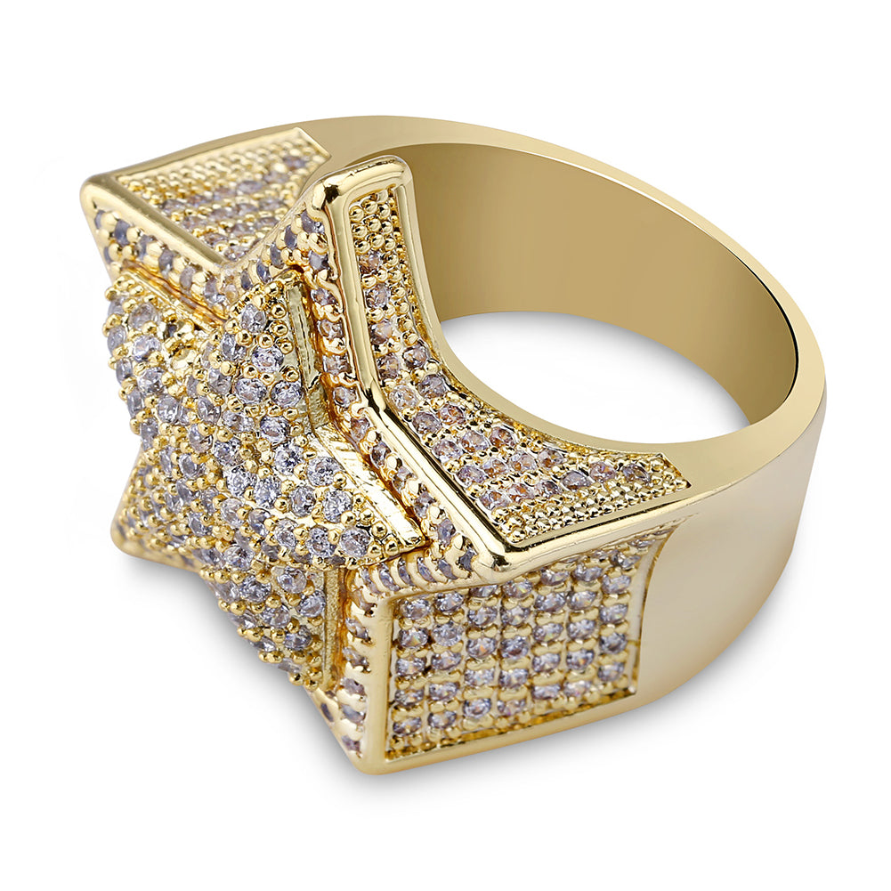925 Silver Moissanite Pave Star Statement Ring TQR0046