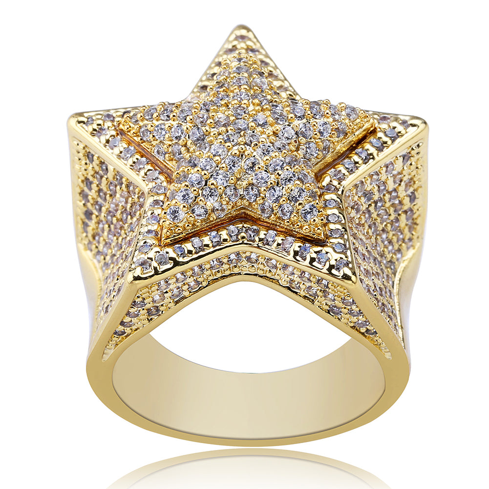 925 Silver Moissanite Pave Star Statement Ring TQR0046