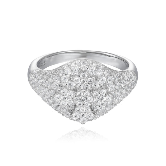 925 Silver Moissanite Geometric Pave Dome Ring for Men TQR0523