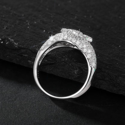925 Silver Moissanite Geometric Pave Dome Ring for Men TQR0523