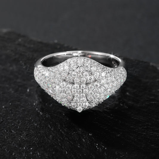 925 Silver Moissanite Geometric Pave Dome Ring for Men TQR0523
