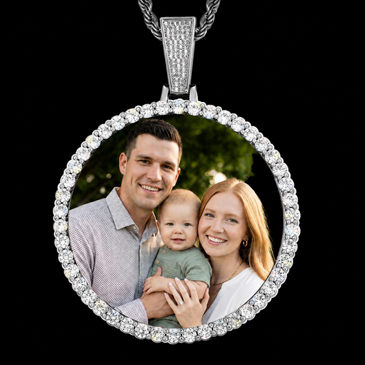Custom Picture Circle Pendant Iced Hip Hop Photo Jewelry CZP0435