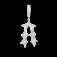 925 Silver Moissanite Drip Style A to Z Initial Letter Pendant TQP0590
