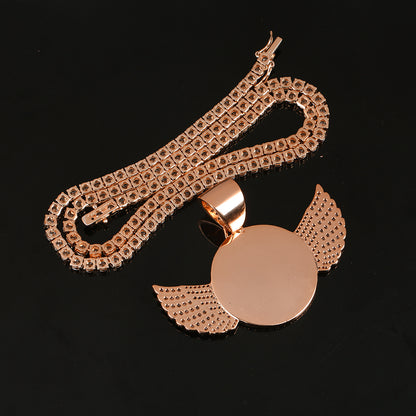 Custom Photo Wing Pendant Iced Picture Frame Jewelry CZP0172