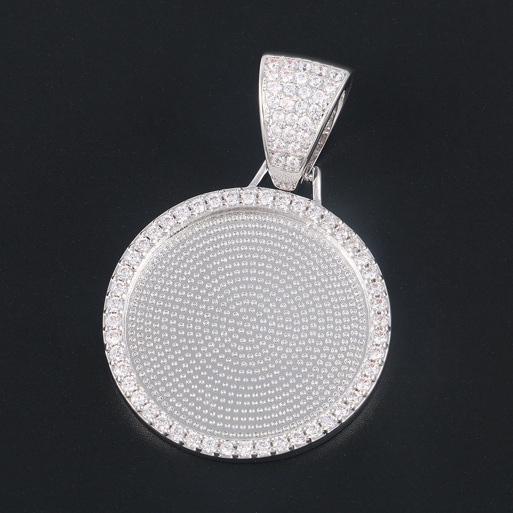 Custom Photo Oval Pendant Necklace Iced Picture Frame Jewelry CZP0171