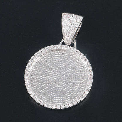 Custom Photo Oval Pendant Necklace Iced Picture Frame Jewelry CZP0171