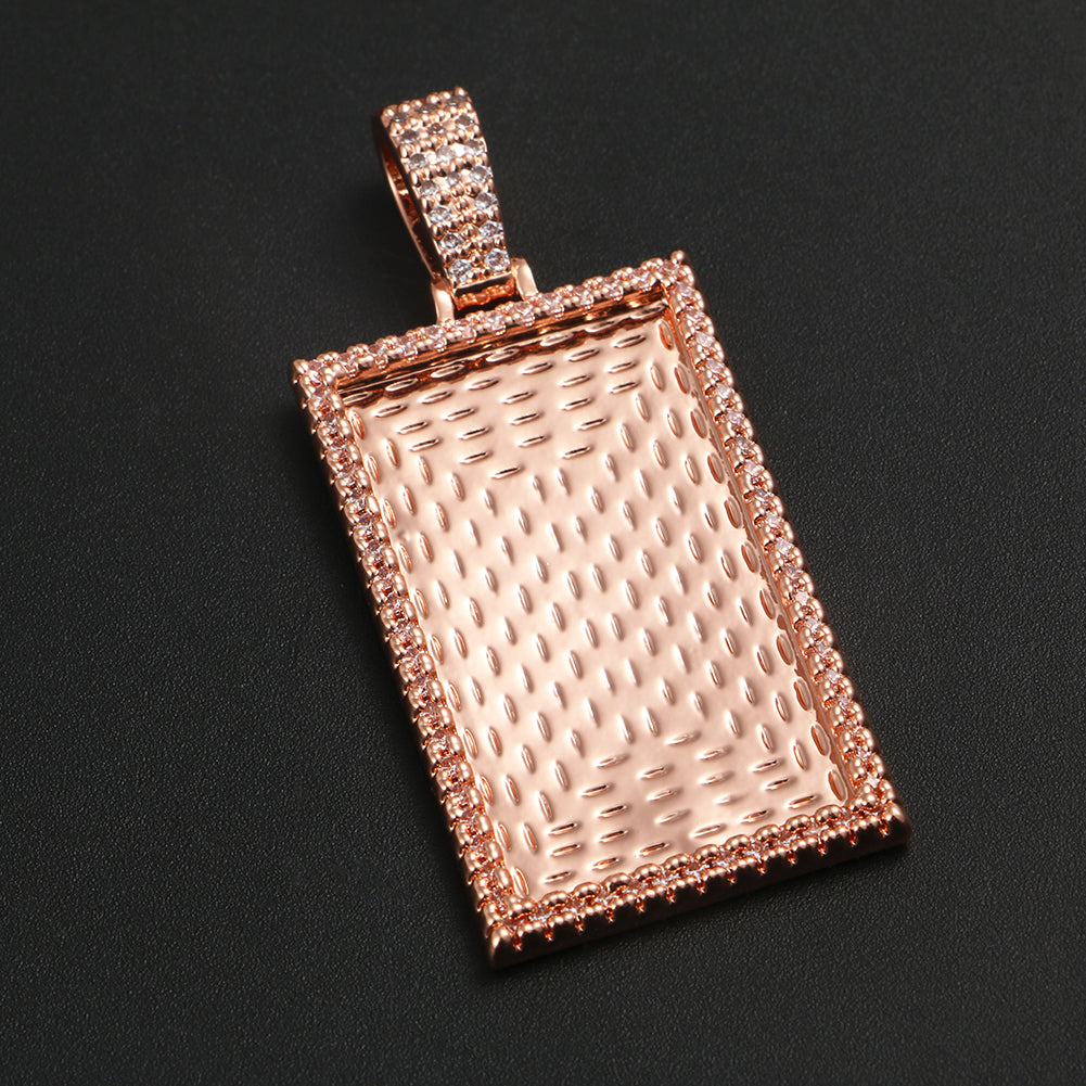 Custom Photo Rectangle Pendant Iced Memory Picture Jewelry CZP0255