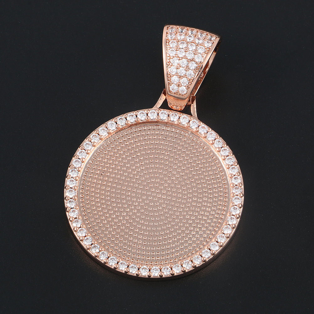 Custom Photo Oval Pendant Necklace Iced Picture Frame Jewelry CZP0171