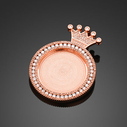 Custom Crown Photo Pendant Iced Round Picture Jewelry CZP0492