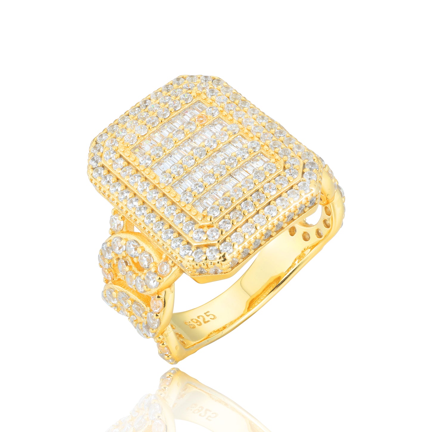 925 Silver Moissanite Square Baguette Frame Ring for Men TQR0393