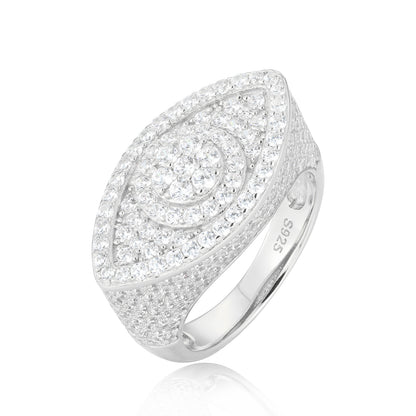 925 Silver Moissanite Eye Signet Ring for Men TQR0427