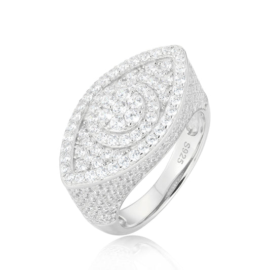 925 Silver Moissanite Eye Signet Ring for Men TQR0427