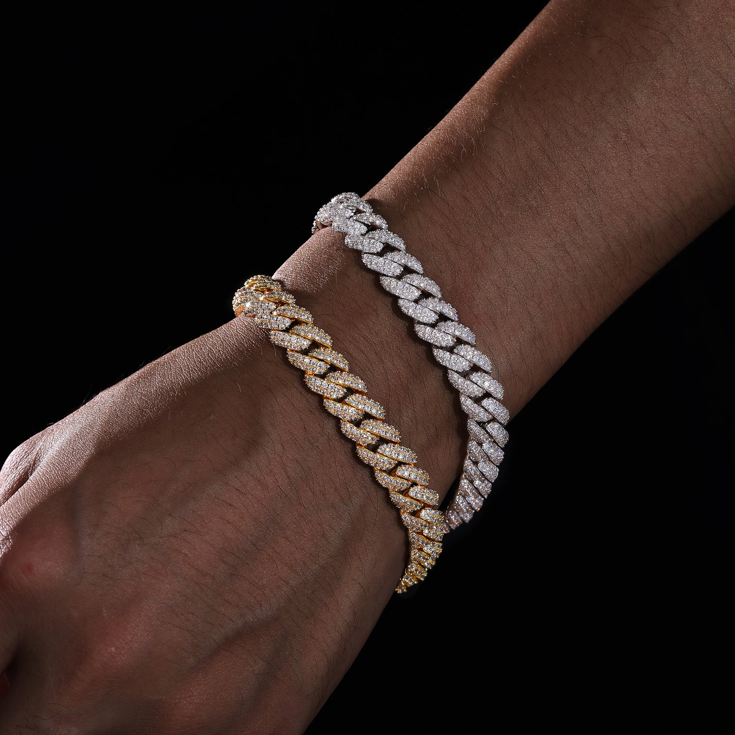 925 Silver Moissanite 10mm Iced Out Cuban Link Bracelet for Men TQB0030