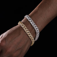 925 Silver Moissanite 10mm Iced Out Cuban Link Bracelet for Men TQB0030