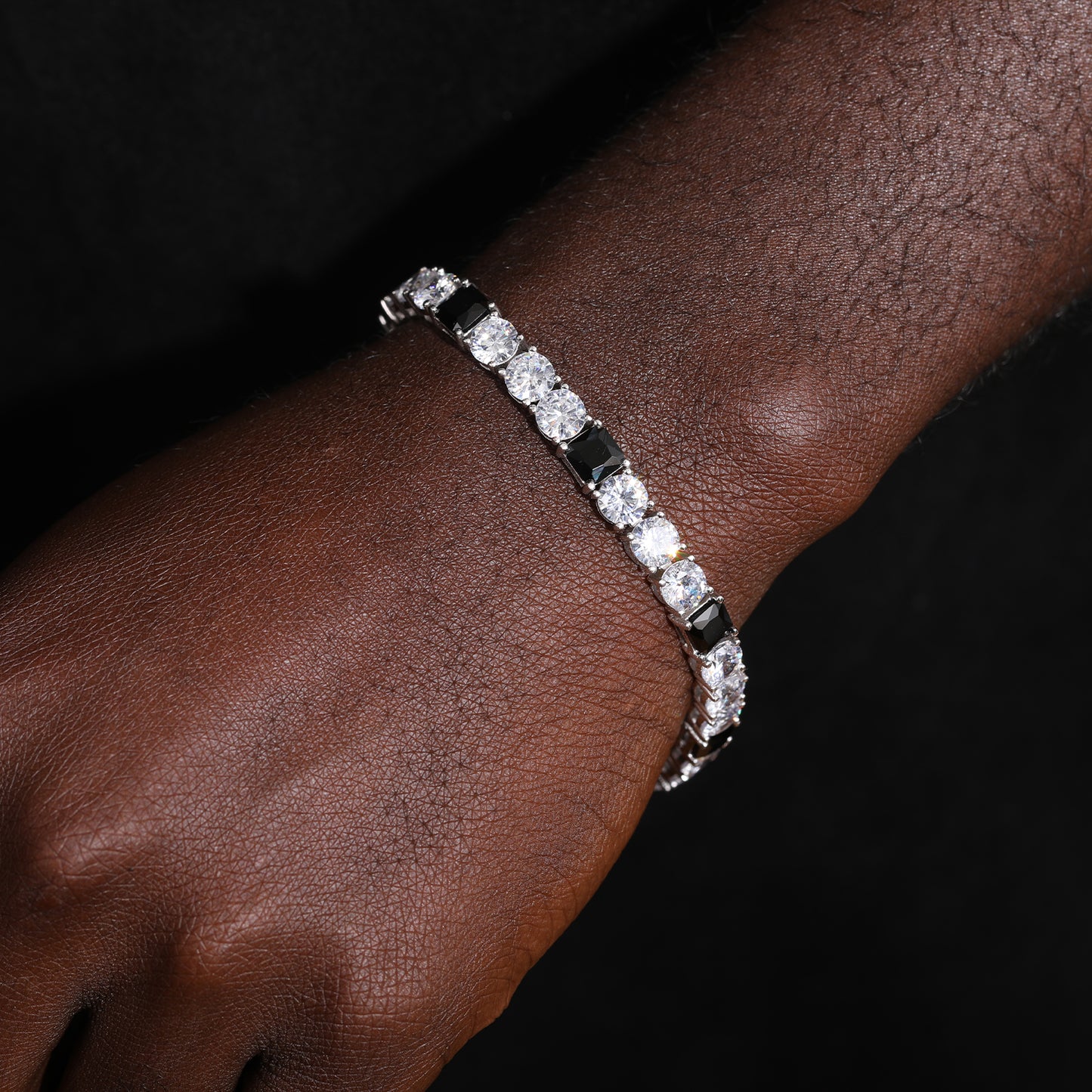 925 Silver Moissanite Black Accent Tennis Bracelet TQB0158