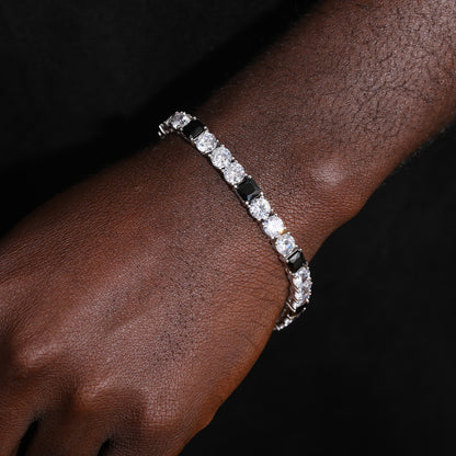 925 Silver Moissanite Black Accent Tennis Bracelet TQB0158