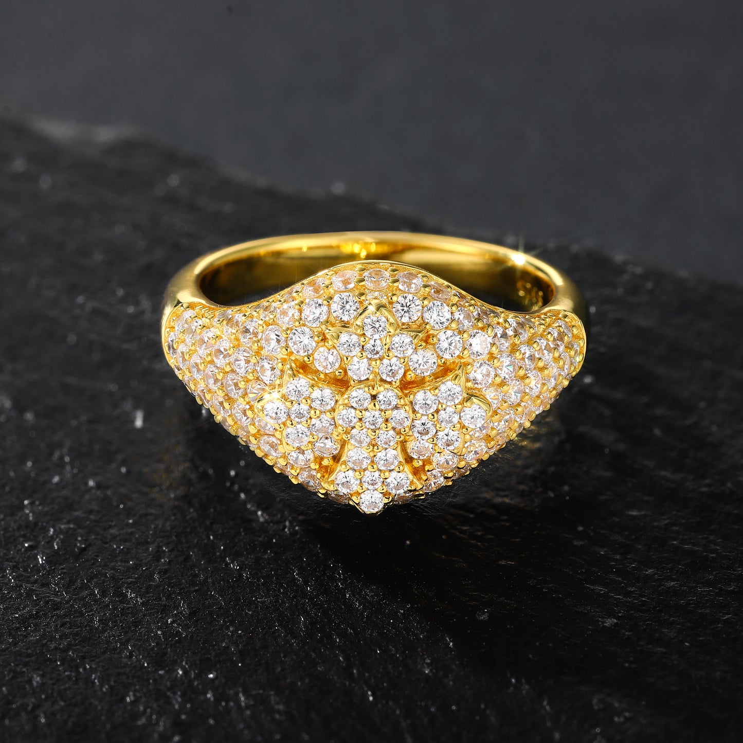 925 Silver Moissanite Geometric Pave Dome Ring for Men TQR0523