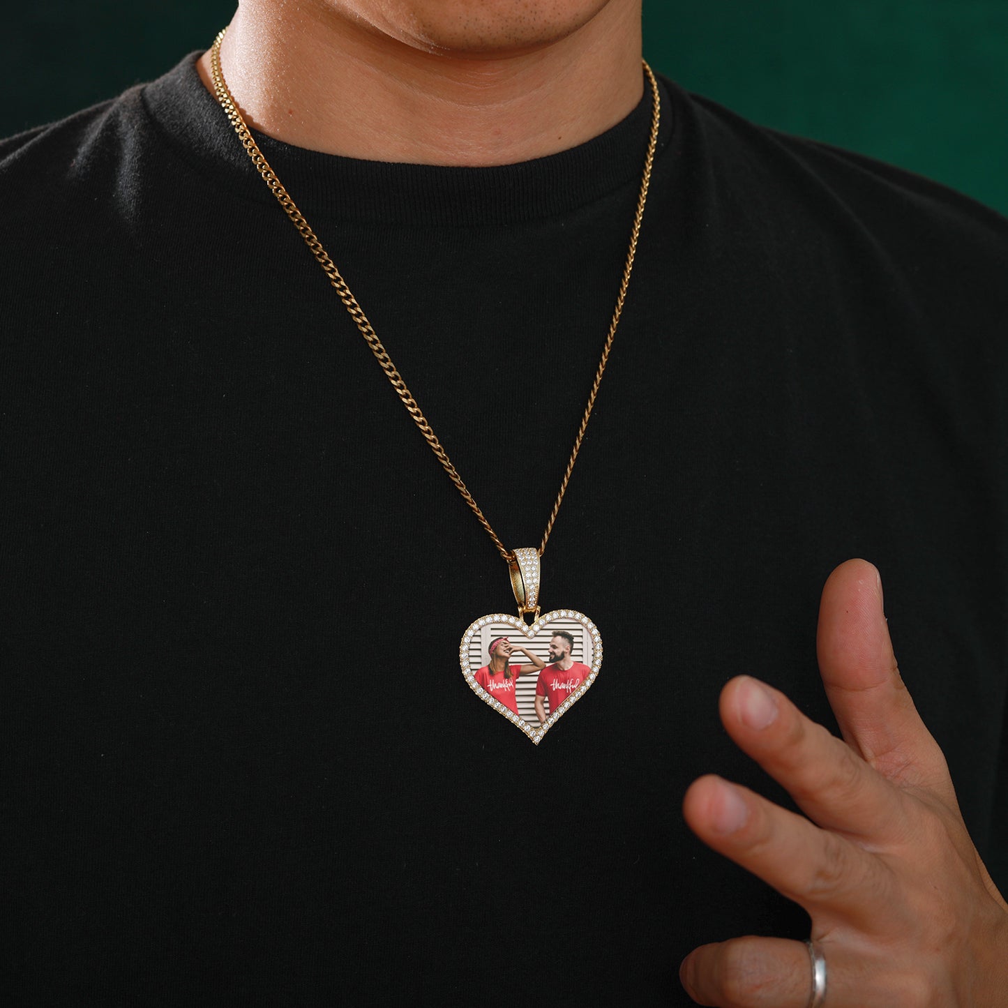 925 Silver Moissanite Heart Custom Photo Pendant TQP0298