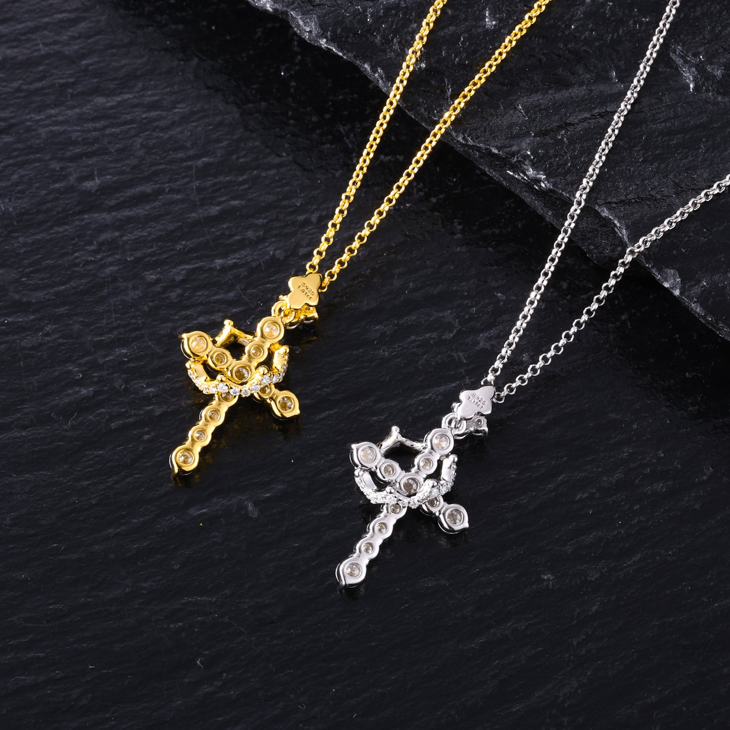 925 Silver Moissanite Ornate Cross Pendant TQP0727