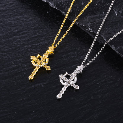 925 Silver Moissanite Ornate Cross Pendant TQP0727