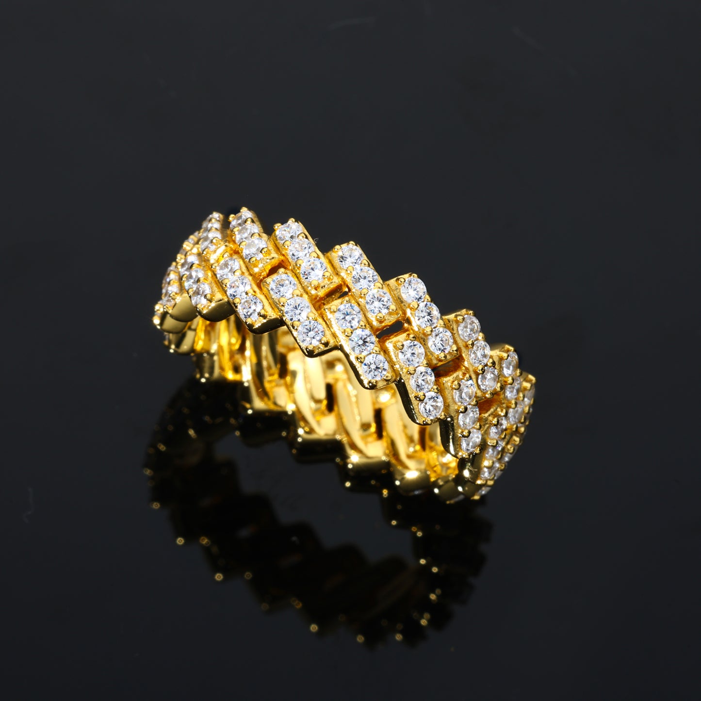 925 Silver Moissanite Iced Link Band Ring TQR0531