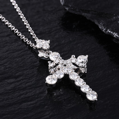 925 Silver Moissanite Ornate Cross Pendant TQP0727