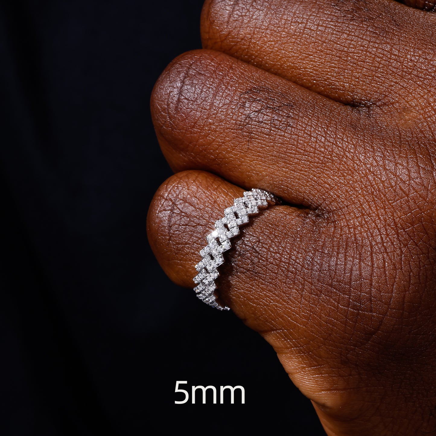 925 Silver Moissanite Iced Link Band Ring TQR0531