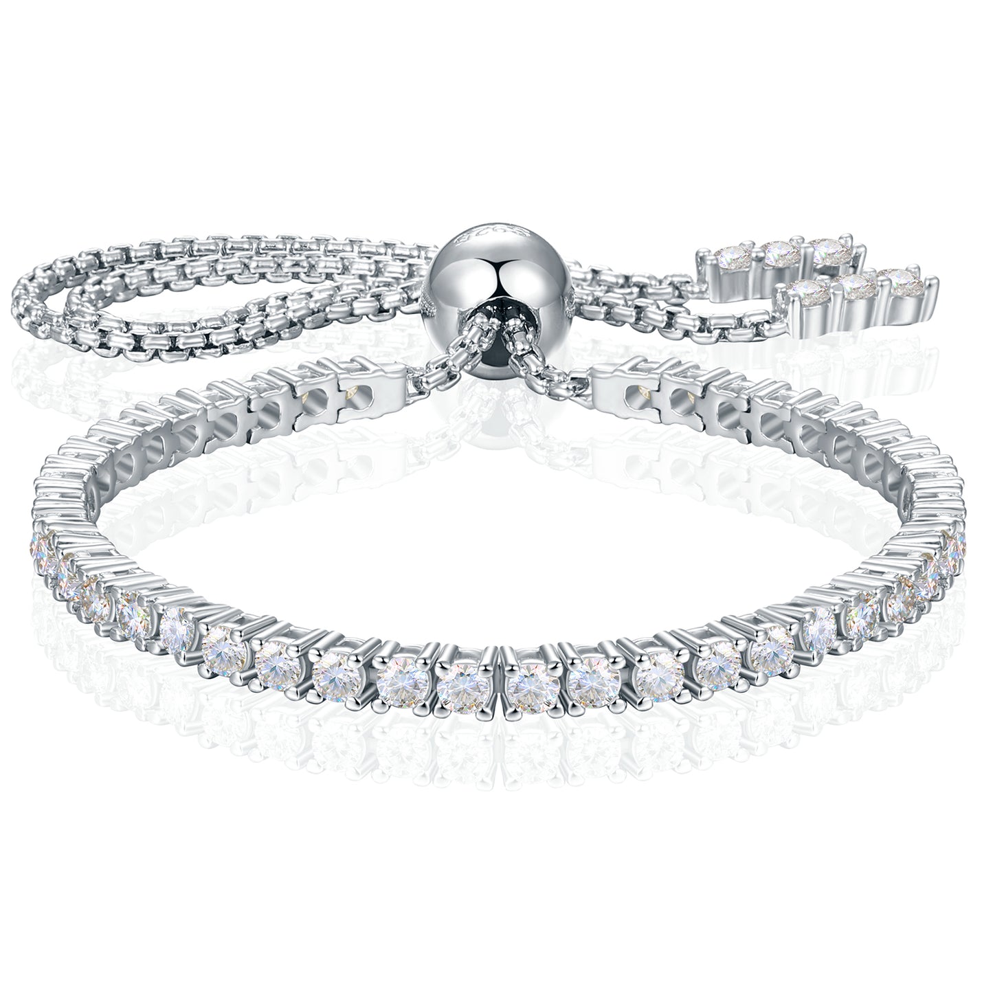 925 Silver Moissanite Adjustable Bolo Tennis Bracelet TQB0097
