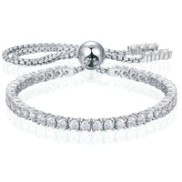 925 Silver Moissanite Adjustable Bolo Tennis Bracelet TQB0097