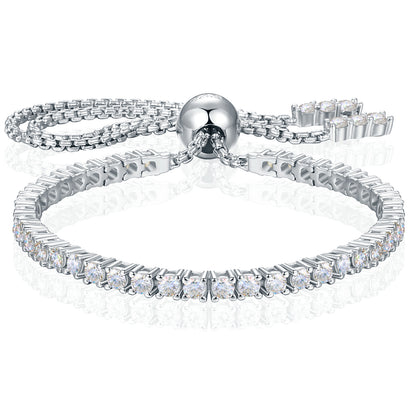 925 Silver Moissanite Adjustable Bolo Tennis Bracelet TQB0097