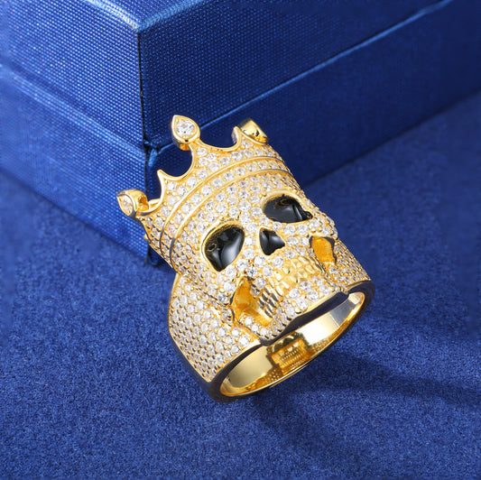 925 Silver Moissanite Crown Skull Statement Ring for Men TQR0361