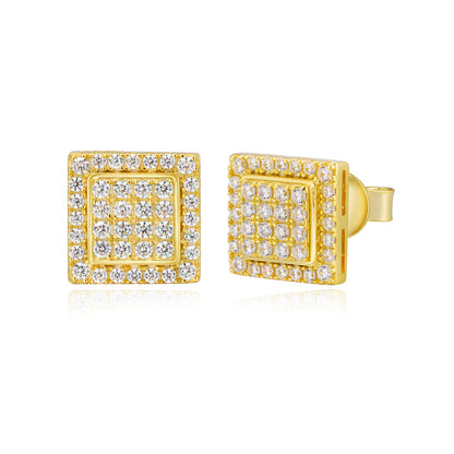 925 Silver Moissanite Square Cluster Stud Earrings TQE0641