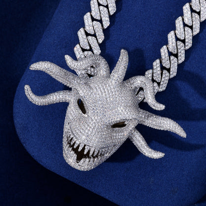 925 Silver Moissanite Oversized Monster Mask Pendant TQP0888