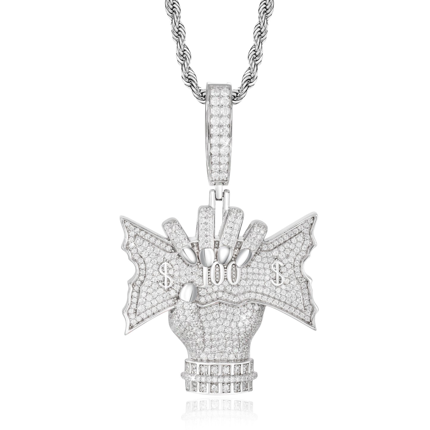 925 Silver Moissanite 100 Sign Hand Pendant for Men TQP0913