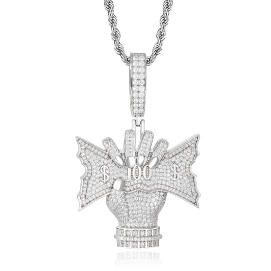 925 Silver Moissanite 100 Sign Hand Pendant for Men TQP0913