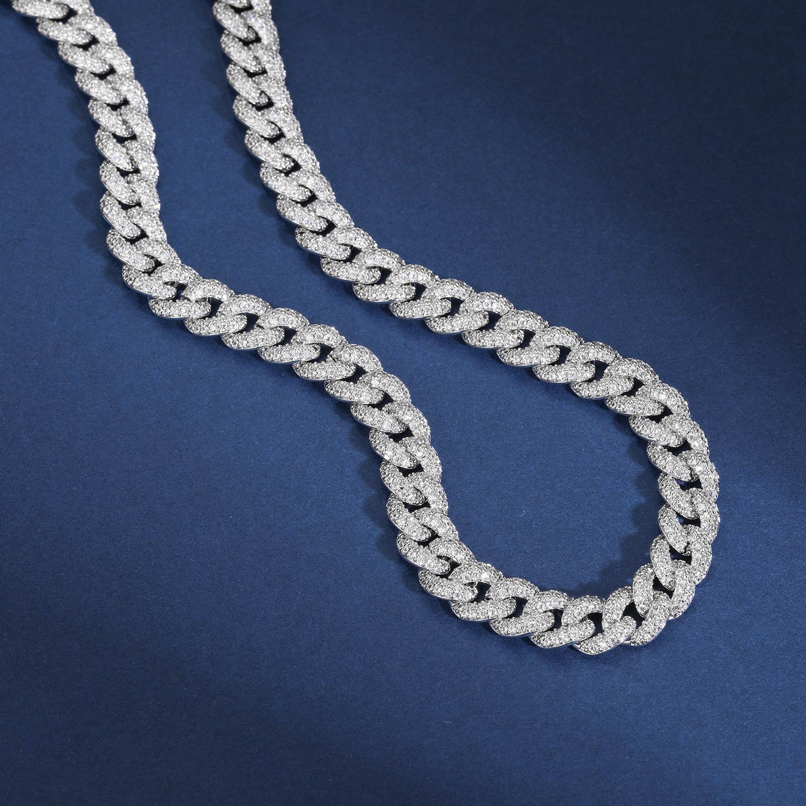 8mm S925 2 Rows Moissanite Bubble Cuban Link Chain - TUHE Jewelry