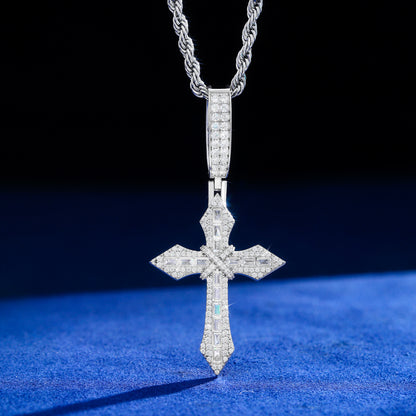 925 Silver Moissanite Fleur Cross Pendant TQP0899