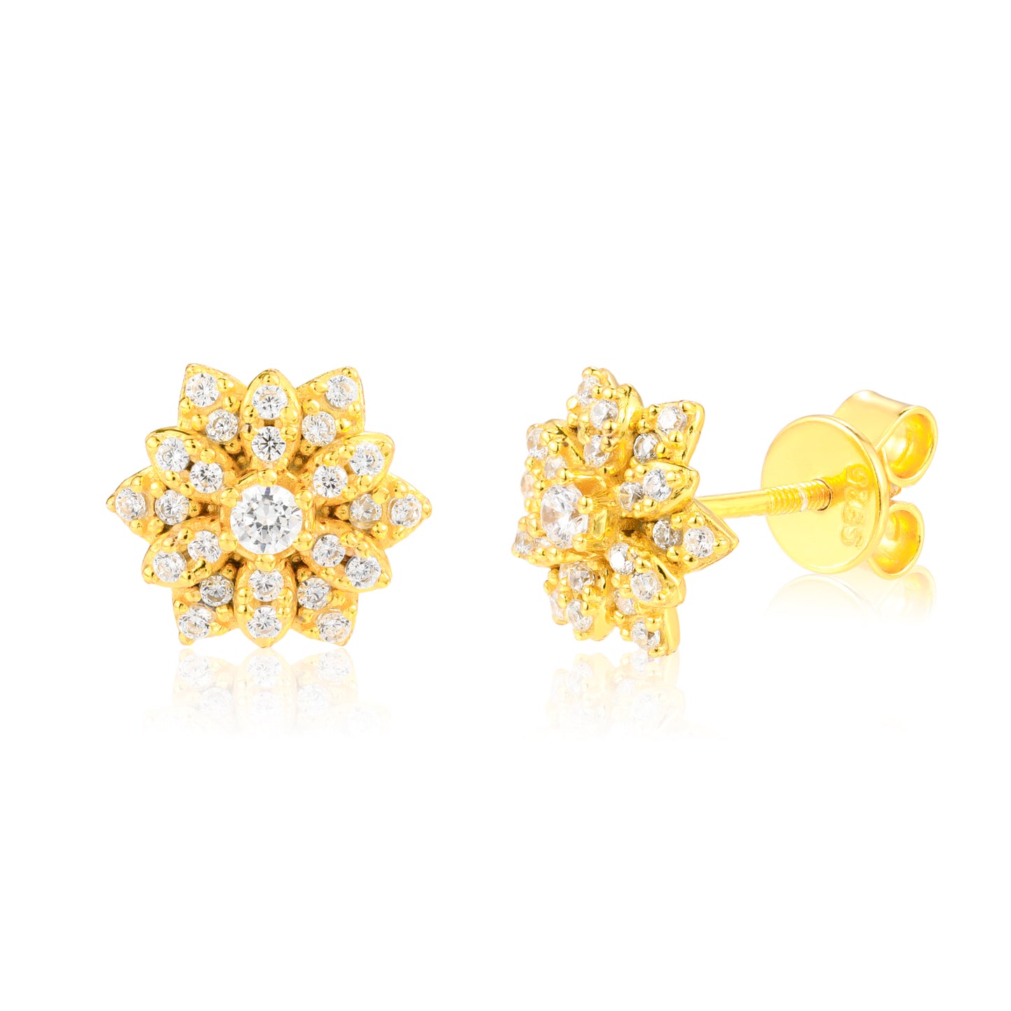 925 Silver Moissanite Double Layer Flower Cluster Stud Earrings TQE0598