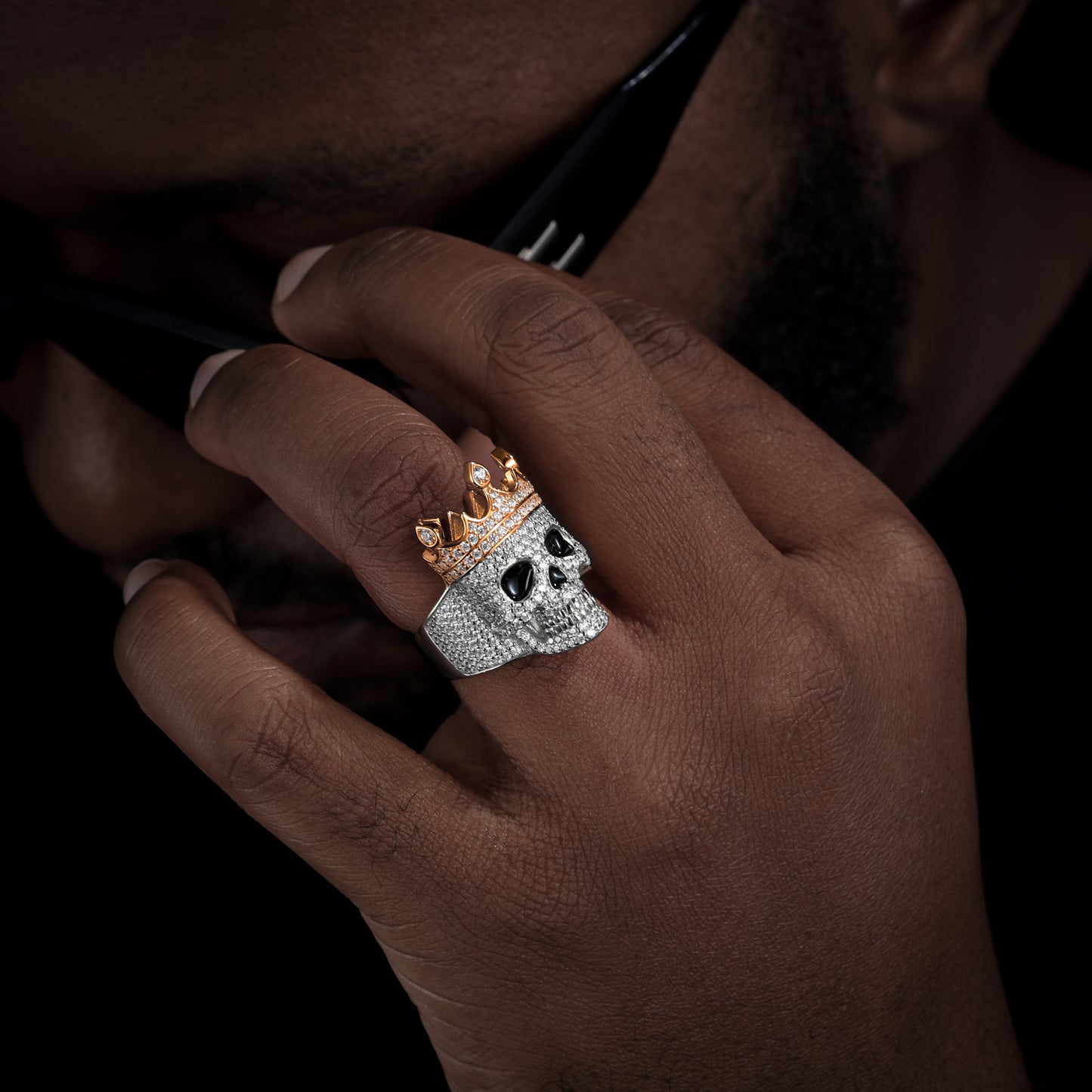 925 Silver Moissanite Crown Skull Statement Ring for Men TQR0361