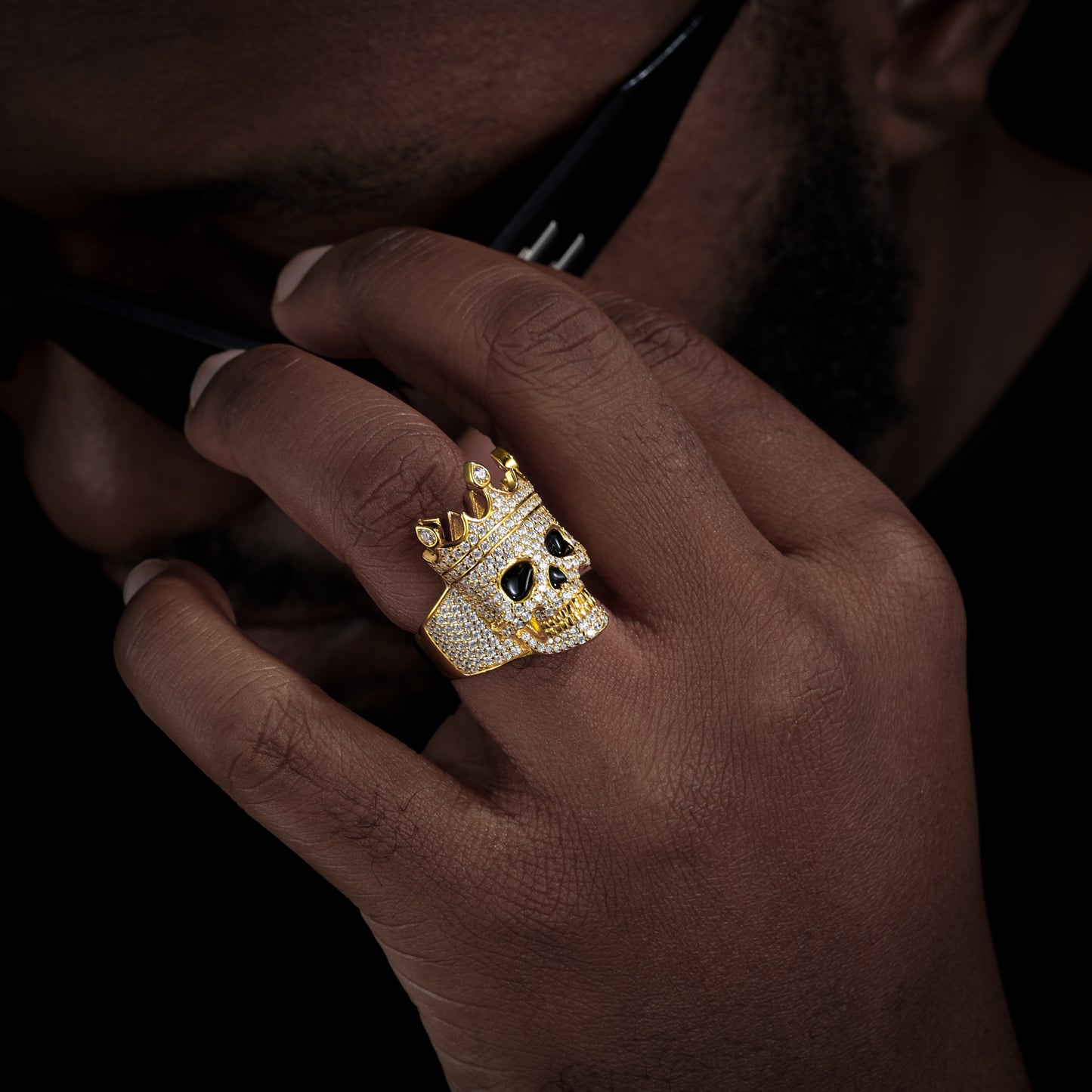925 Silver Moissanite Crown Skull Statement Ring for Men TQR0361