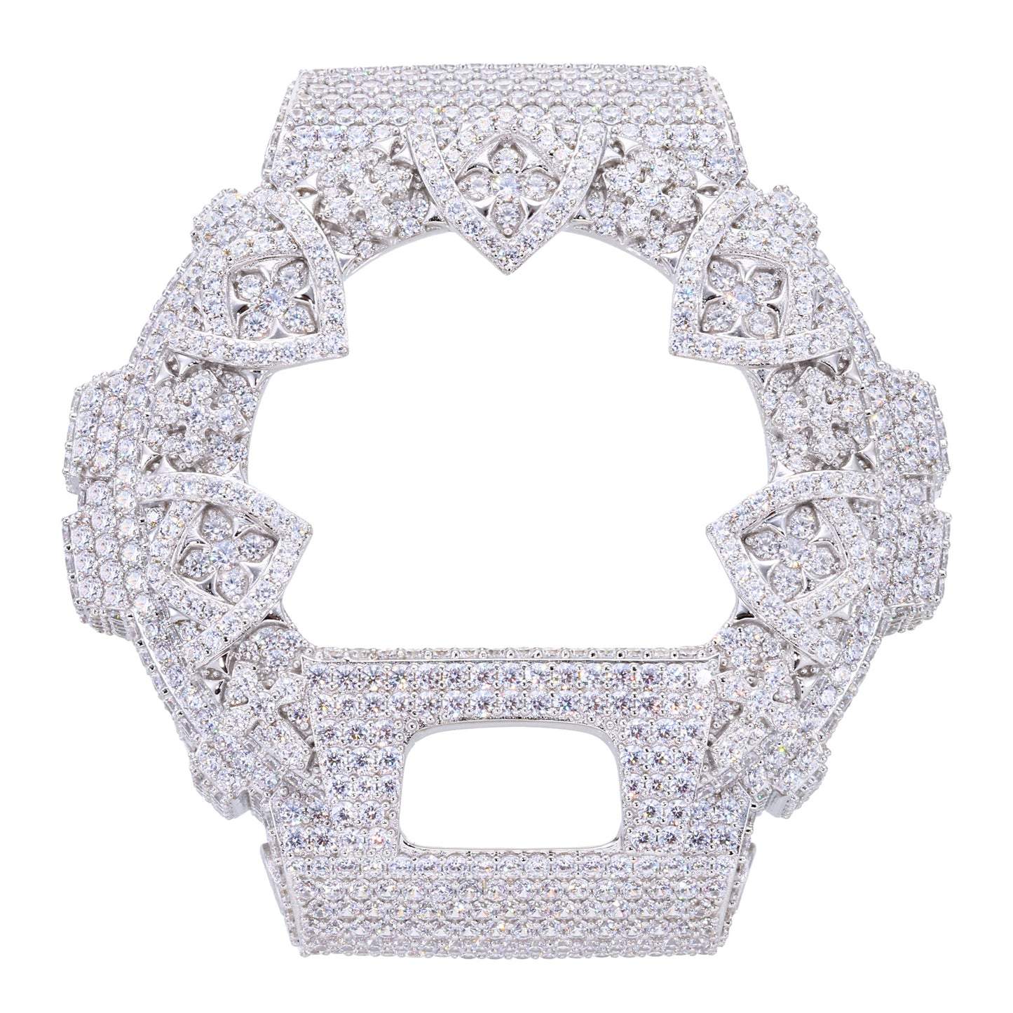 Moissanite Shield Pattern Iced Out Bezel Case Compatible with DW6900 Series CMW0041